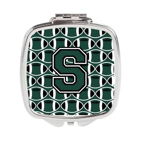 Letter S Football Green & White Compact Mirror