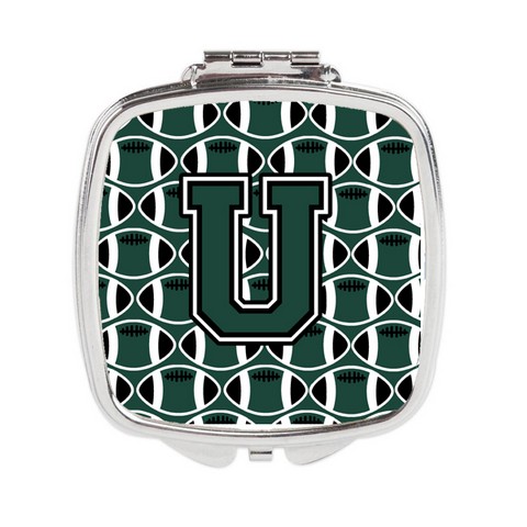 Letter U Football Green & White Compact Mirror