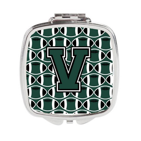 Letter V Football Green & White Compact Mirror