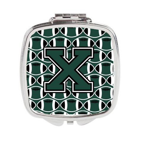 Letter X Football Green & White Compact Mirror
