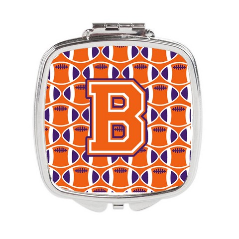 Letter B Football Orange - White & Regalia Compact Mirror