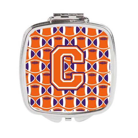 Letter C Football Orange - White & Regalia Compact Mirror