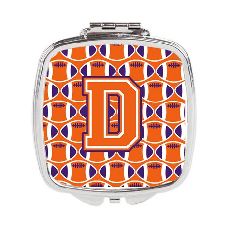 Letter D Football Orange - White & Regalia Compact Mirror