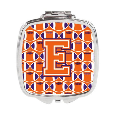 Letter E Football Orange - White & Regalia Compact Mirror
