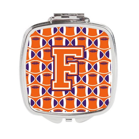 Letter F Football Orange - White & Regalia Compact Mirror