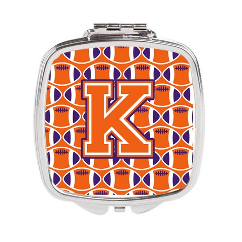 Letter K Football Orange - White & Regalia Compact Mirror