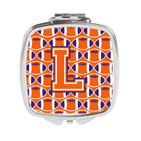 Letter L Football Orange - White & Regalia Compact Mirror