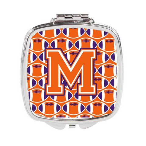 Letter M Football Orange - White & Regalia Compact Mirror