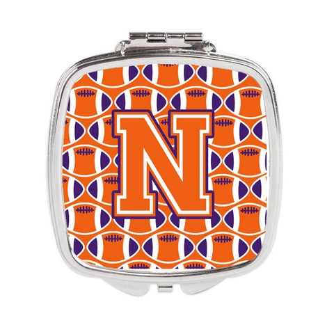 Letter N Football Orange - White & Regalia Compact Mirror