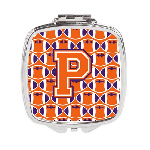 Letter P Football Orange - White & Regalia Compact Mirror