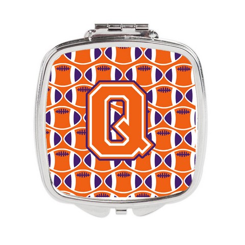 Letter Q Football Orange - White & Regalia Compact Mirror