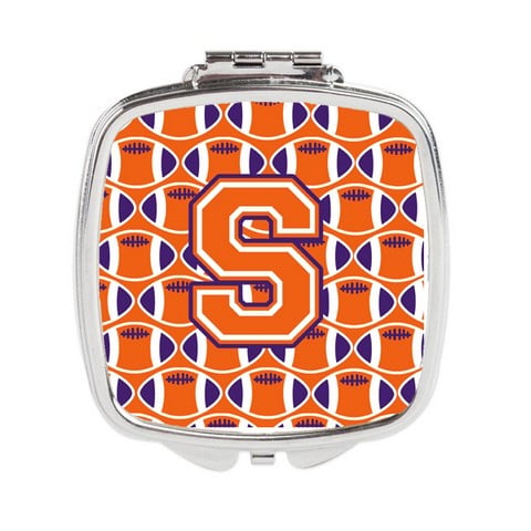 Letter S Football Orange - White & Regalia Compact Mirror
