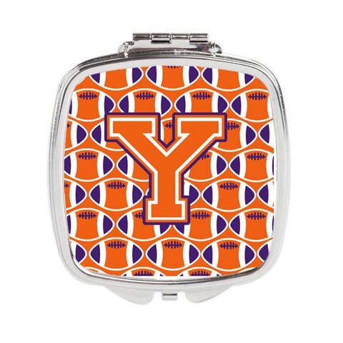 Letter Y Football Orange - White & Regalia Compact Mirror