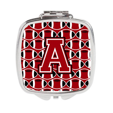 Letter A Football Red - Black & White Compact Mirror