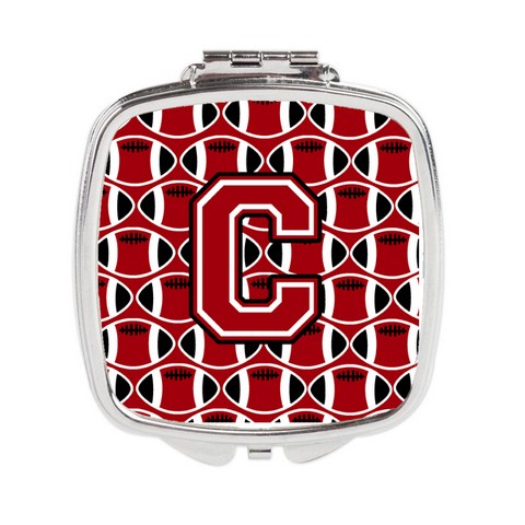 Letter C Football Red - Black & White Compact Mirror