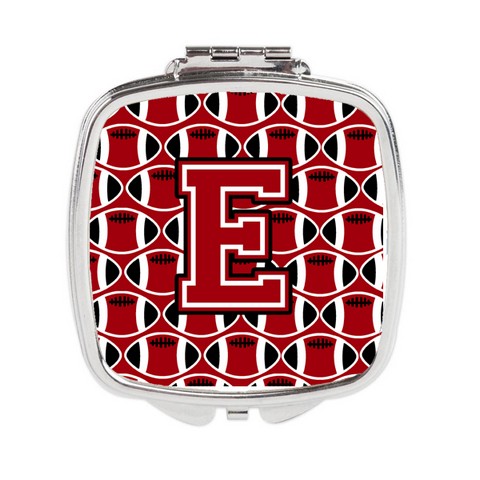 Letter E Football Red - Black & White Compact Mirror