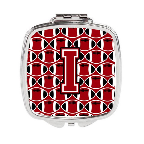 Letter I Football Red - Black & White Compact Mirror