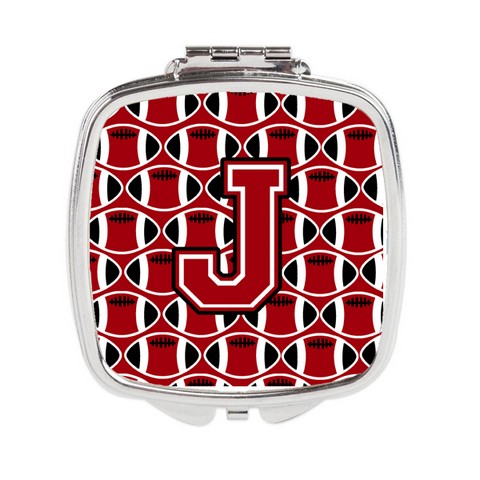 CJ1073-JSCM Letter J Football Red, Black & White Compact Mirror