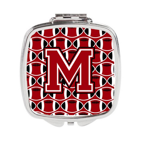 Letter M Football Red - Black & White Compact Mirror