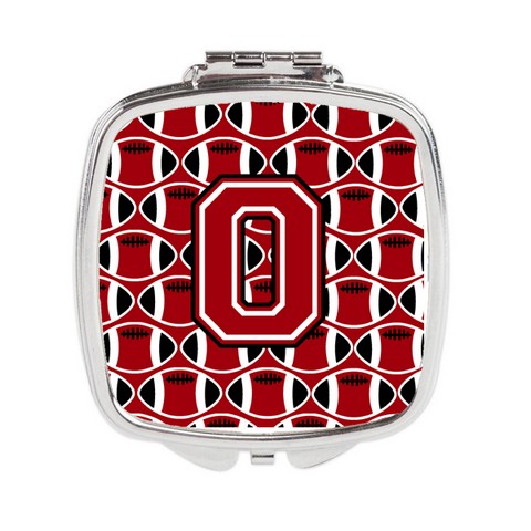 CJ1073-OSCM Letter O Football Red, Black & White Compact Mirror