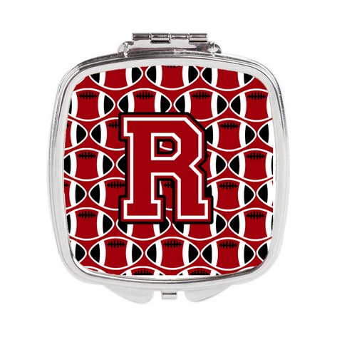 Letter R Football Red - Black & White Compact Mirror