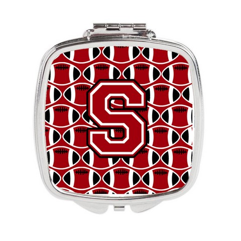 Letter S Football Red - Black & White Compact Mirror