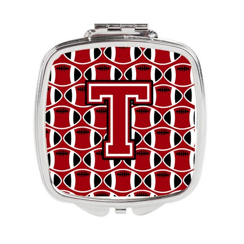 CJ1073-TSCM Letter T Football Red, Black & White Compact Mirror
