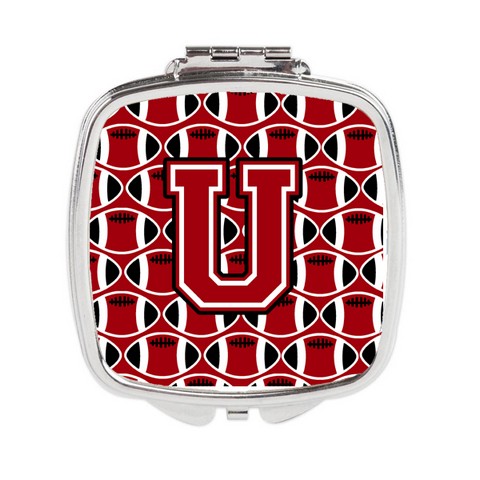 Letter U Football Red - Black & White Compact Mirror