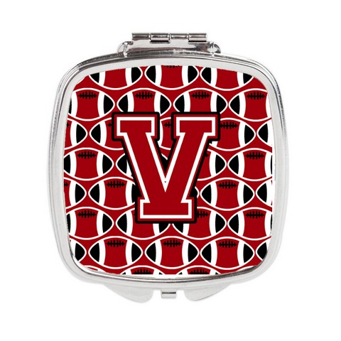 CJ1073-VSCM Letter V Football Red, Black & White Compact Mirror