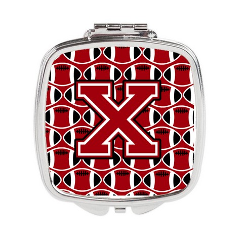 Letter X Football Red - Black & White Compact Mirror