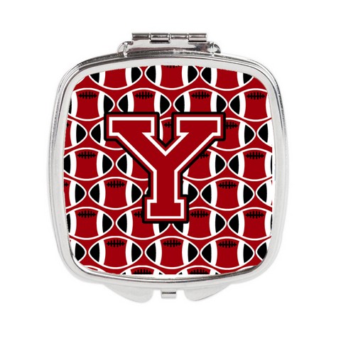 Letter Y Football Red - Black & White Compact Mirror
