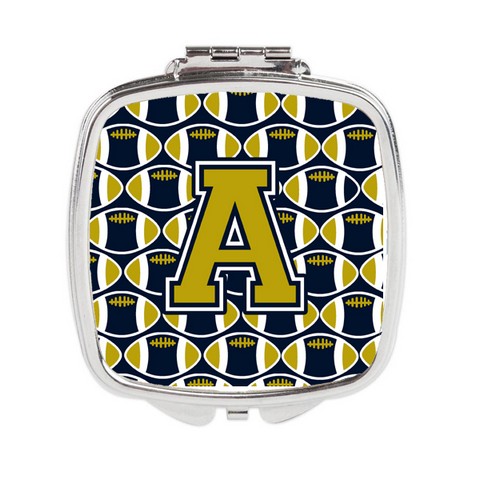 Letter A Football Blue & Gold Compact Mirror 3 x 0.3 x 2.75 in.