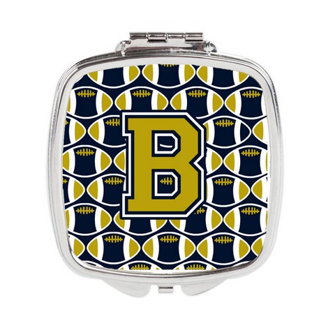 Letter B Football Blue & Gold Compact Mirror - 3 x 0.3 x 2.75 in.