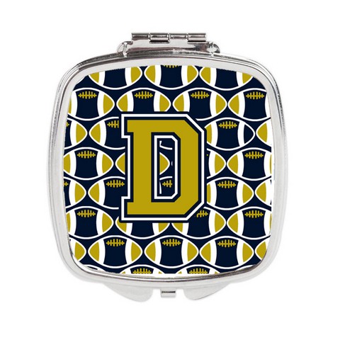 Letter D Football Blue & Gold Compact Mirror