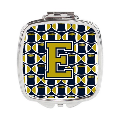 Letter E Football Blue & Gold Compact Mirror