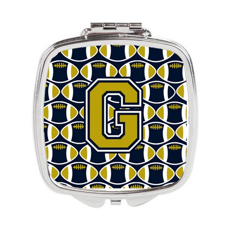 Letter G Football Blue & Gold Compact Mirror