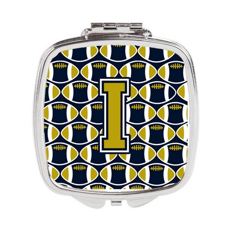 Letter I Football Blue & Gold Compact Mirror