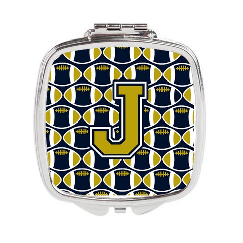 Letter J Football Blue & Gold Compact Mirror