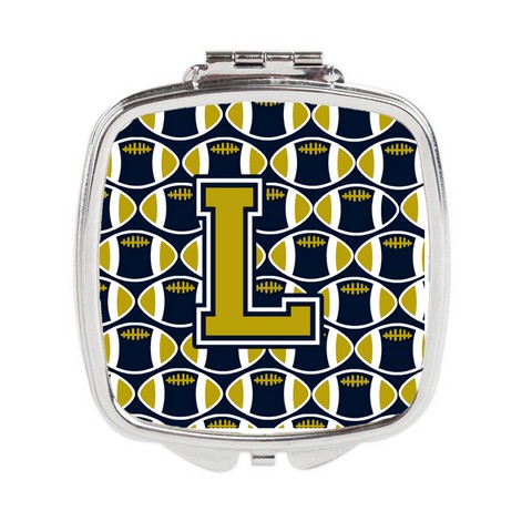 Letter L Football Blue & Gold Compact Mirror