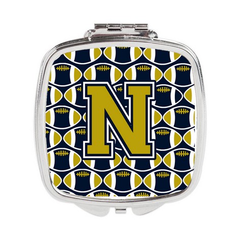 Letter N Football Blue & Gold Compact Mirror