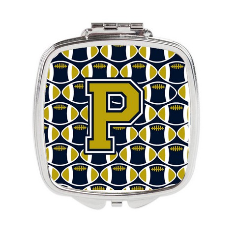 Letter P Football Blue & Gold Compact Mirror