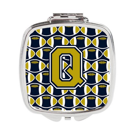 Letter Q Football Blue & Gold Compact Mirror