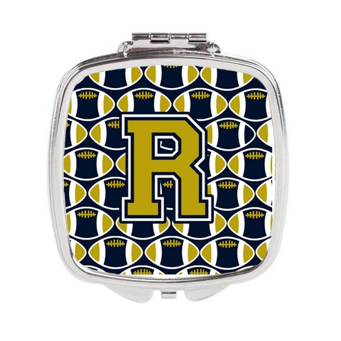 Letter R Football Blue & Gold Compact Mirror