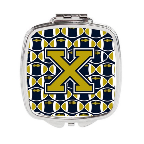 Letter X Football Blue & Gold Compact Mirror