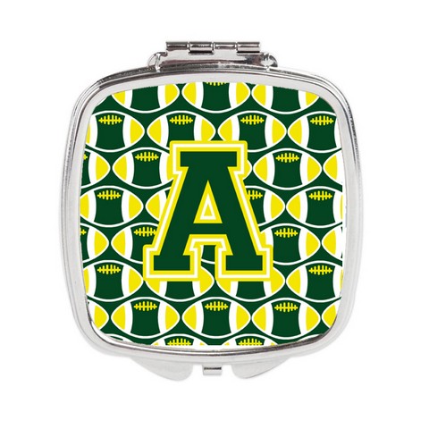 Letter A Football Green & Yellow Compact Mirror