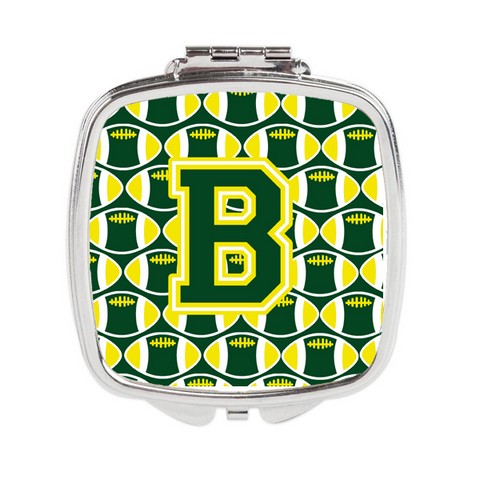 Letter B Football Green & Yellow Compact Mirror