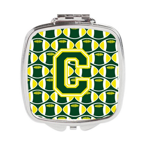CJ1075-CSCM Letter C Football Green & Yellow Compact Mirror