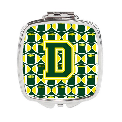 CJ1075-DSCM Letter D Football Green & Yellow Compact Mirror