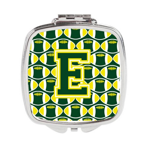 CJ1075-ESCM Letter E Football Green & Yellow Compact Mirror