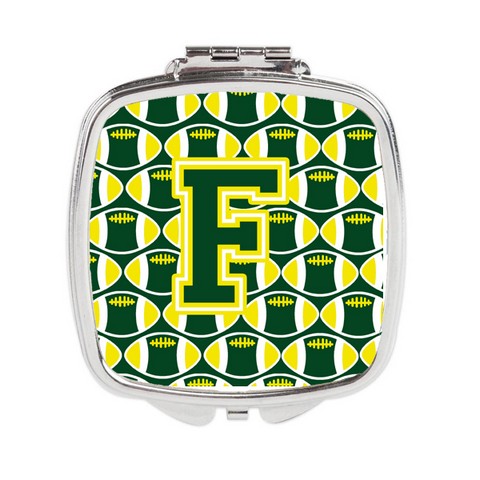Letter F Football Green & Yellow Compact Mirror